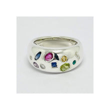 Load image into Gallery viewer, Sterling Silver Multistone Dome Ring