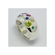 Load image into Gallery viewer, Sterling Silver Multistone Dome Ring