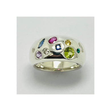 Sterling Silver Multistone Dome Ring