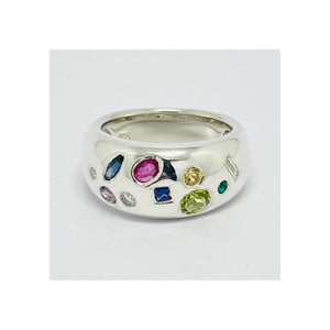 Sterling Silver Multistone Dome Ring