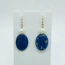 Load image into Gallery viewer, Lapis and Pearl Earrings