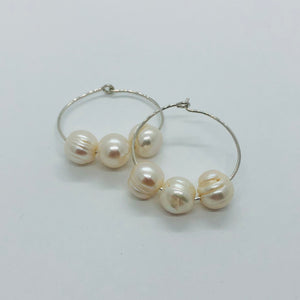 Pearl Round Hoop Earrings