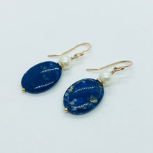 Load image into Gallery viewer, Lapis and Pearl Earrings