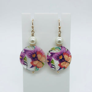 Pearl and Butterfly Bead Earrings