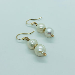 9ct Yellow Gold Double Pearl Earrings